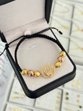 Pulsera rlx corona con circones. N de balín: diamantado #8 rosa, diamantado #8 dorado