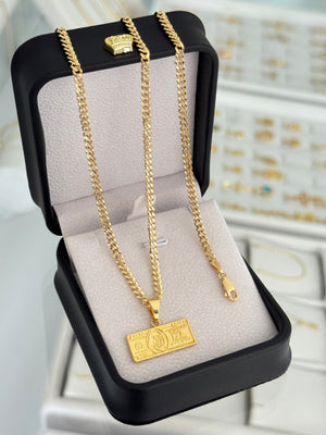 Conjunto dólar (cadena y pulsera cuban link it 1.3mm 65 / 19.5cms + dije)