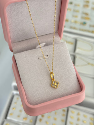 Cadena Singapur it 1.2mm 45cms + dije clover motif