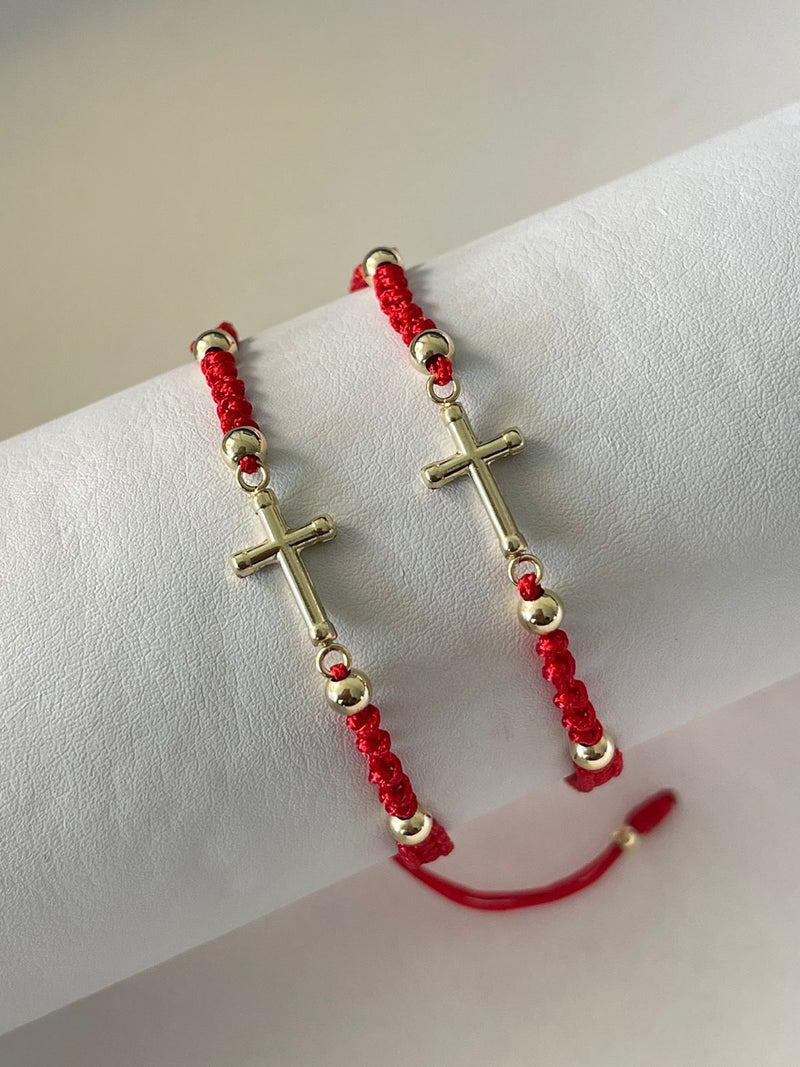 Pulseras cruz de pareja (4mm)