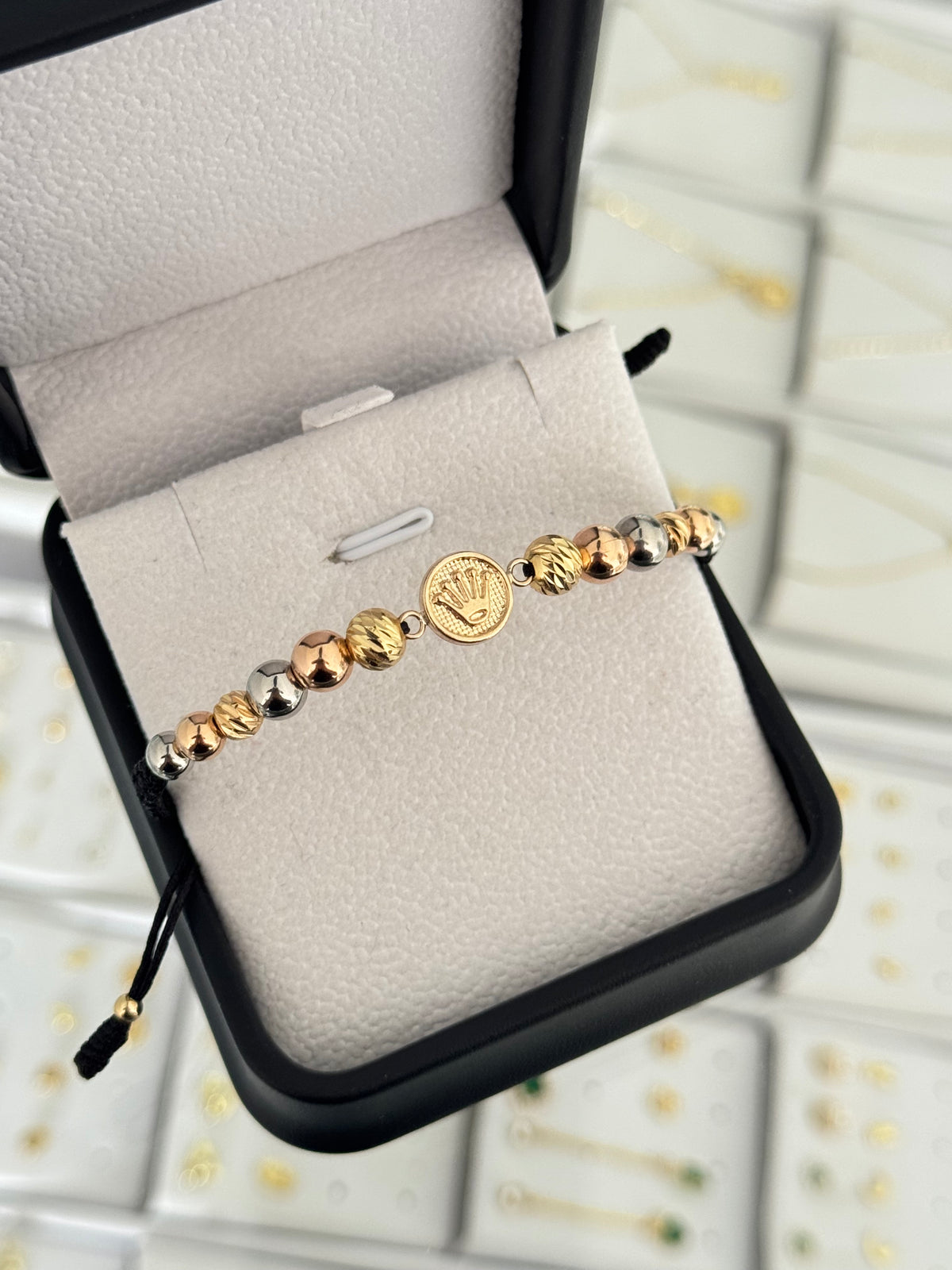 Pulsera corona rlx. N de balín: #5 rosado, #5 acero, #5 diamantado, #6 acero, #6 rosado, #6 diamantado.