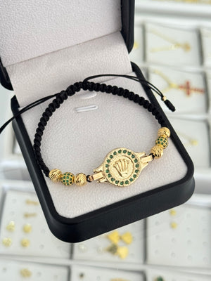 Pulsera rlx verde grande. N de balín: #6 diamantado, #6 bola de fuego
