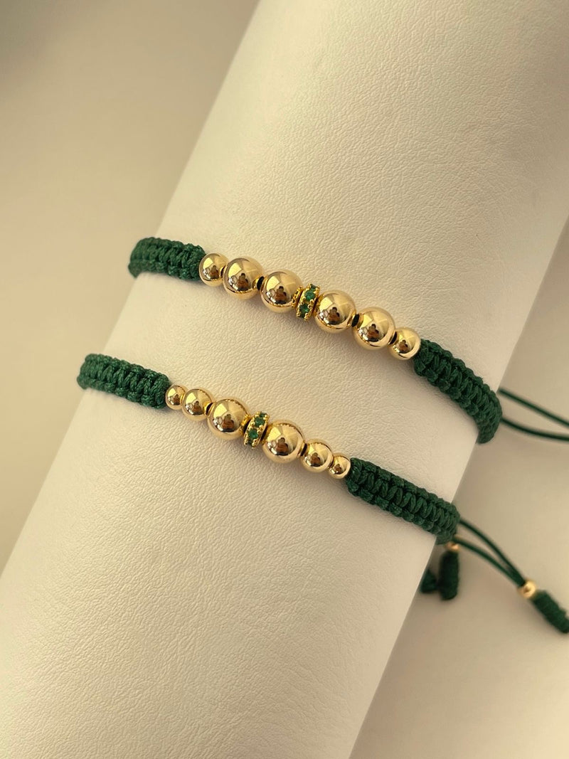 Juego pulseras balin #3, #4, #5 rondel verde. X2