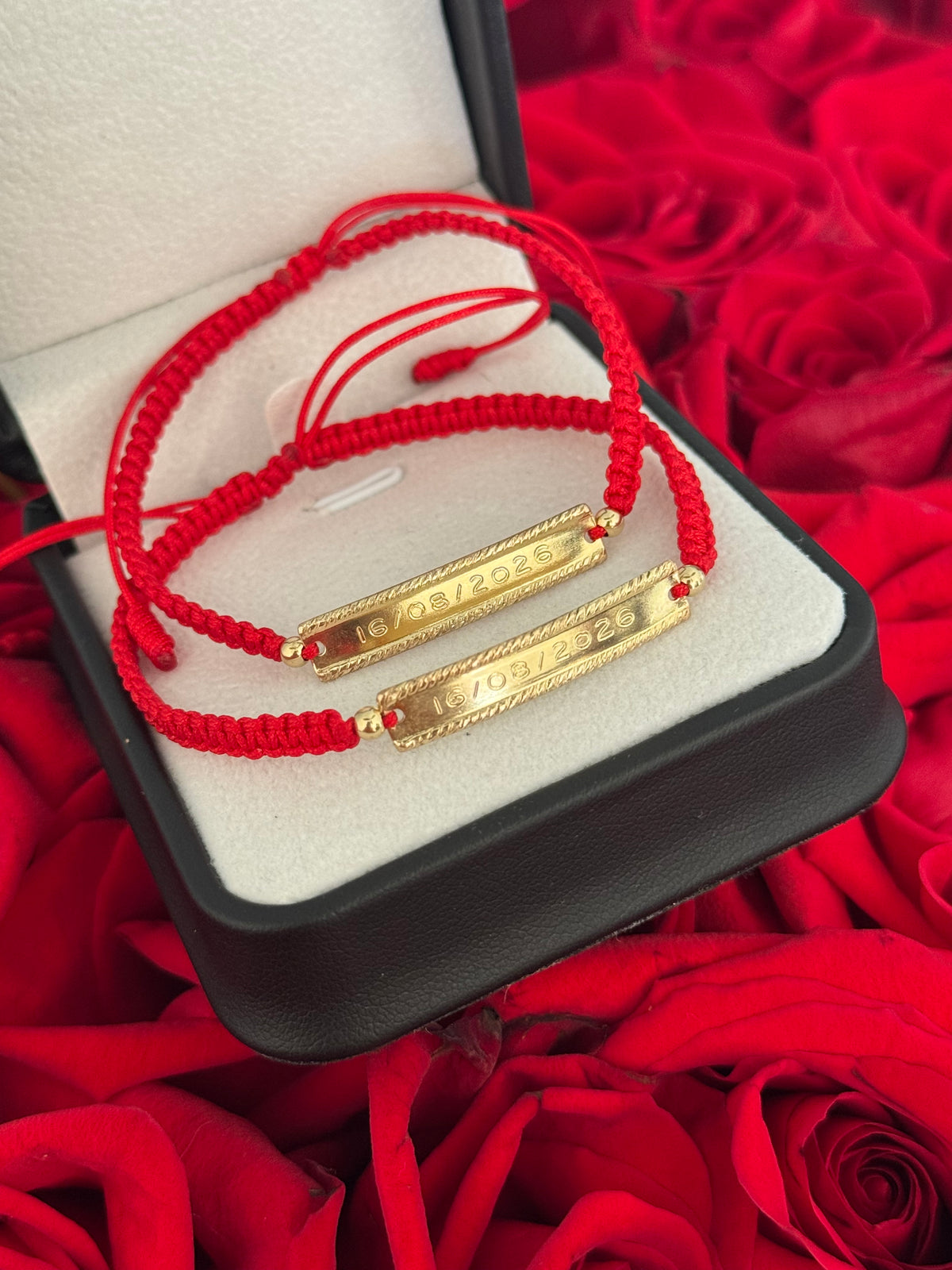 Pulseras pareja placa personalizada