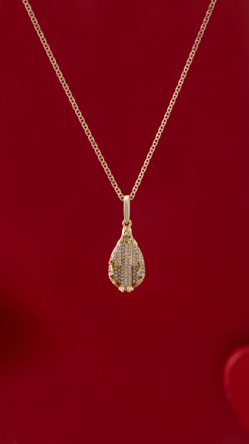 Cadena escalerita con destellos IT 1.7mm 45cms + dije virgen Maria