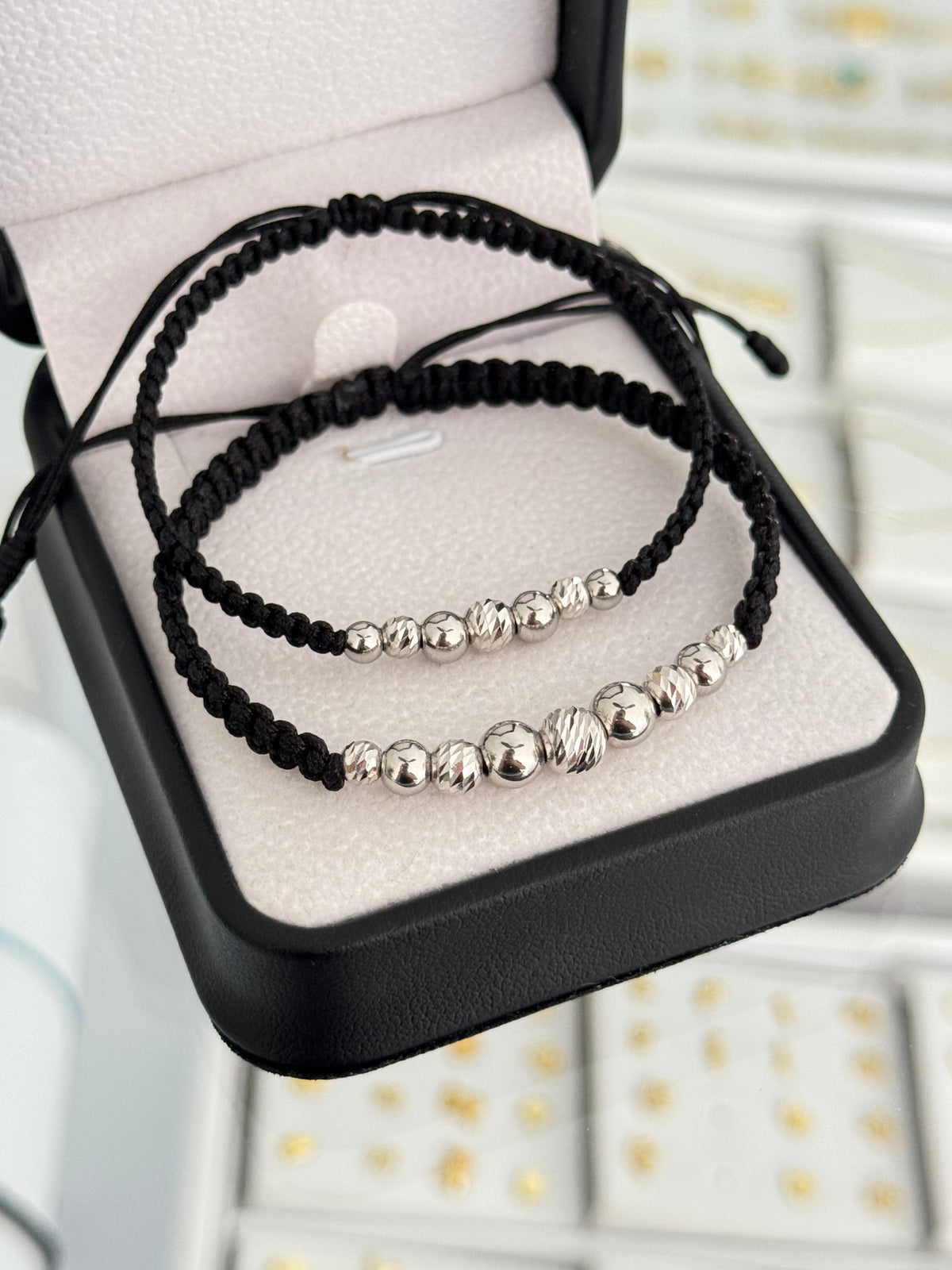 Pulsera pareja acero y diamantado Plata ley 925