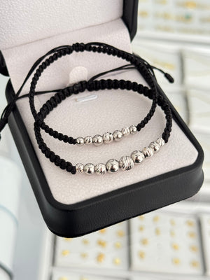 Pulsera pareja acero y diamantado Plata ley 925