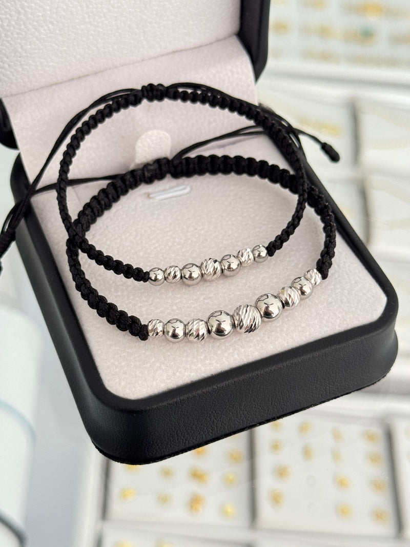 Pulsera pareja acero y diamantado Plata ley 925