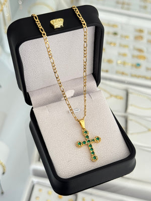 Cadena 3x1 it 2.9mm 65cms + Dije emerald love