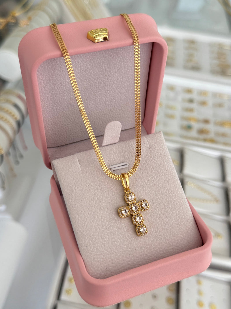 Cadena arrow it 2.6 mm 45cms + Dije charm crystal