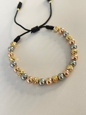 Pulsera 3 oros diamantada (6mm)