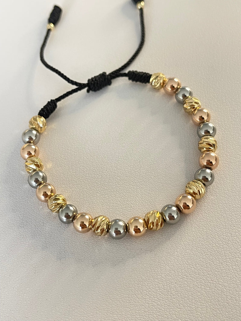 Pulsera 3 oros diamantada (6mm)