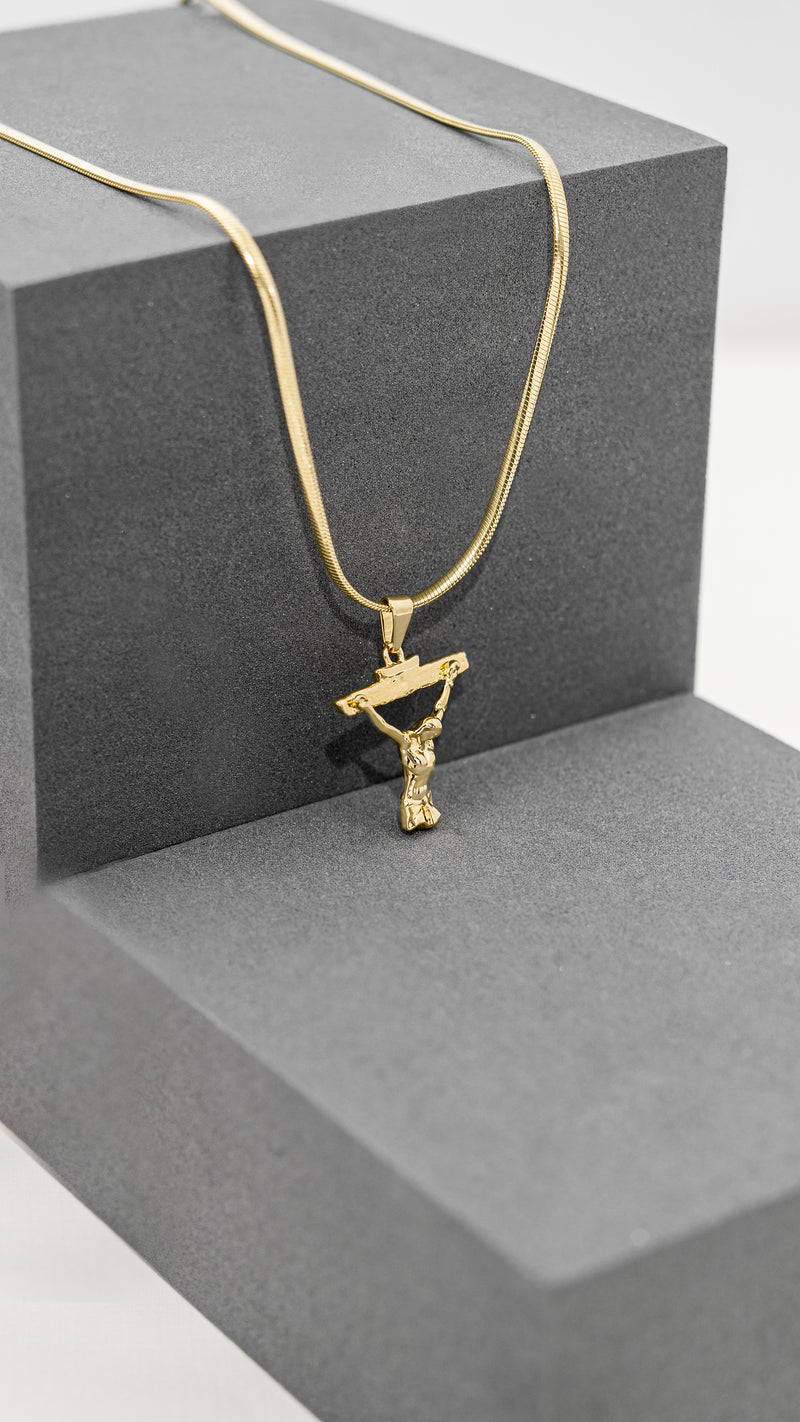 Cadena serpiente 65cm + dije cristo dali 2.3cms