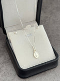 Conjunto mini milagrosa XS 0.8cm ( cadena veneciana 0.8mm 45cms + topos balín #4 + dije) PLATA LEY 925