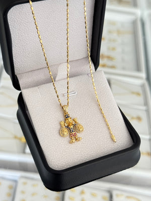 Conjunto tío rico (cadena y pulsera tube gold IT 65cms / 19.5cms + dije tío rico pequeño)