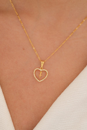 Cadena 3x1 1.6mm 45cms + dije corazón circonia + cruz mini