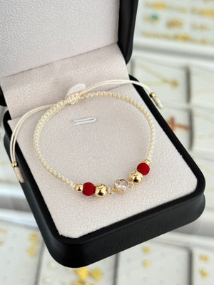 Pulsera corazón cristal. N de balín: #4, #6