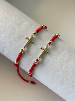 Pulseras cruz de pareja (4mm)