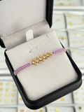 Pulsera tejido balín. N de Balín: #2 diamantado, #4 liso