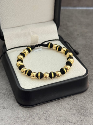 Pulsera con neoprenos argollados y balines lisos 6