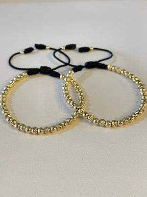 Juego pulsera con balines lisos y diamantados #4. X2