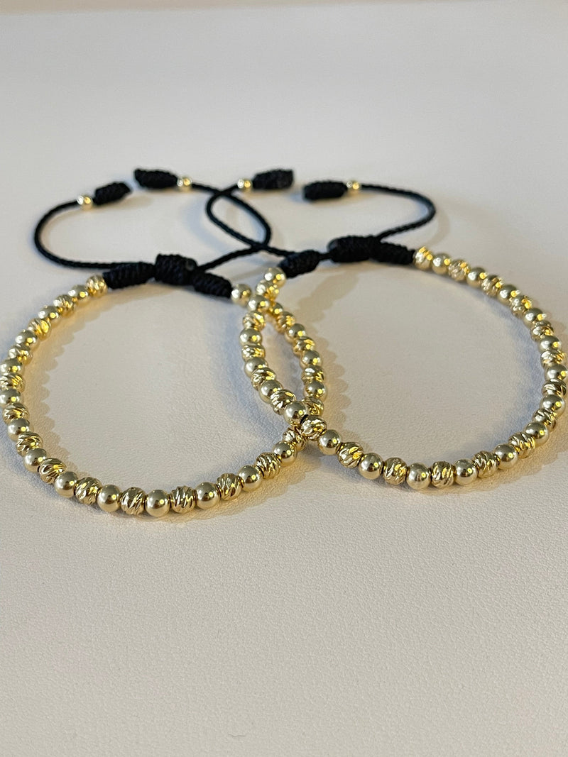 Juego pulsera con balines lisos y diamantados #4. X2