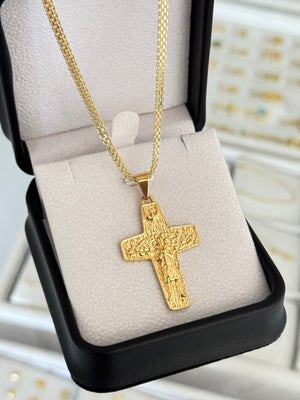 Cadena china IT 3mm 65cms + dije cruz buen pastor