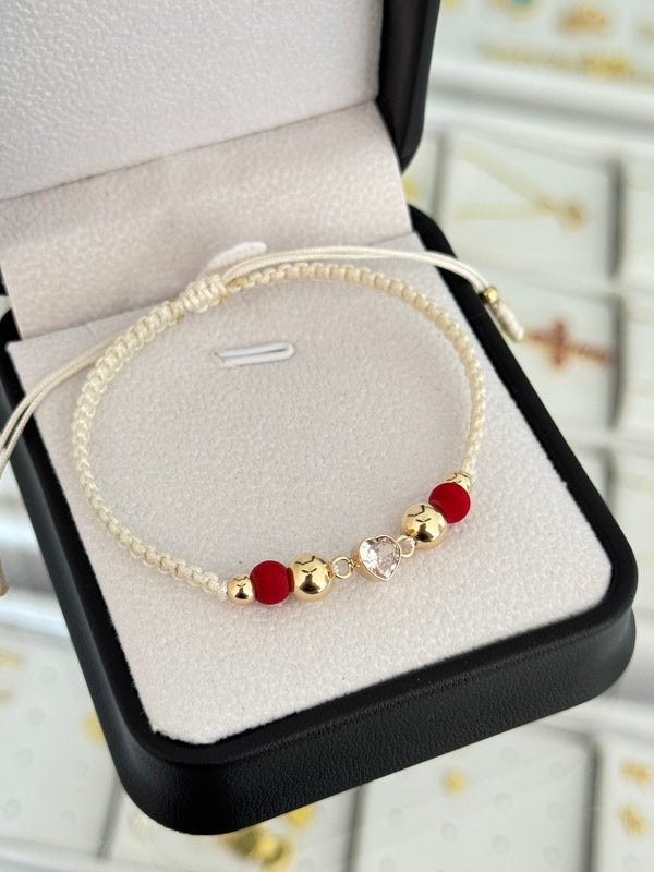 Pulsera corazón cristal. N de balín: #4, #6