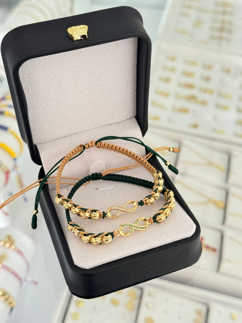 Pulsera pareja infinito silueta.