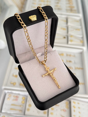 Cadena cárter 4mm alta gama + Dije cruz inri grande exclusive