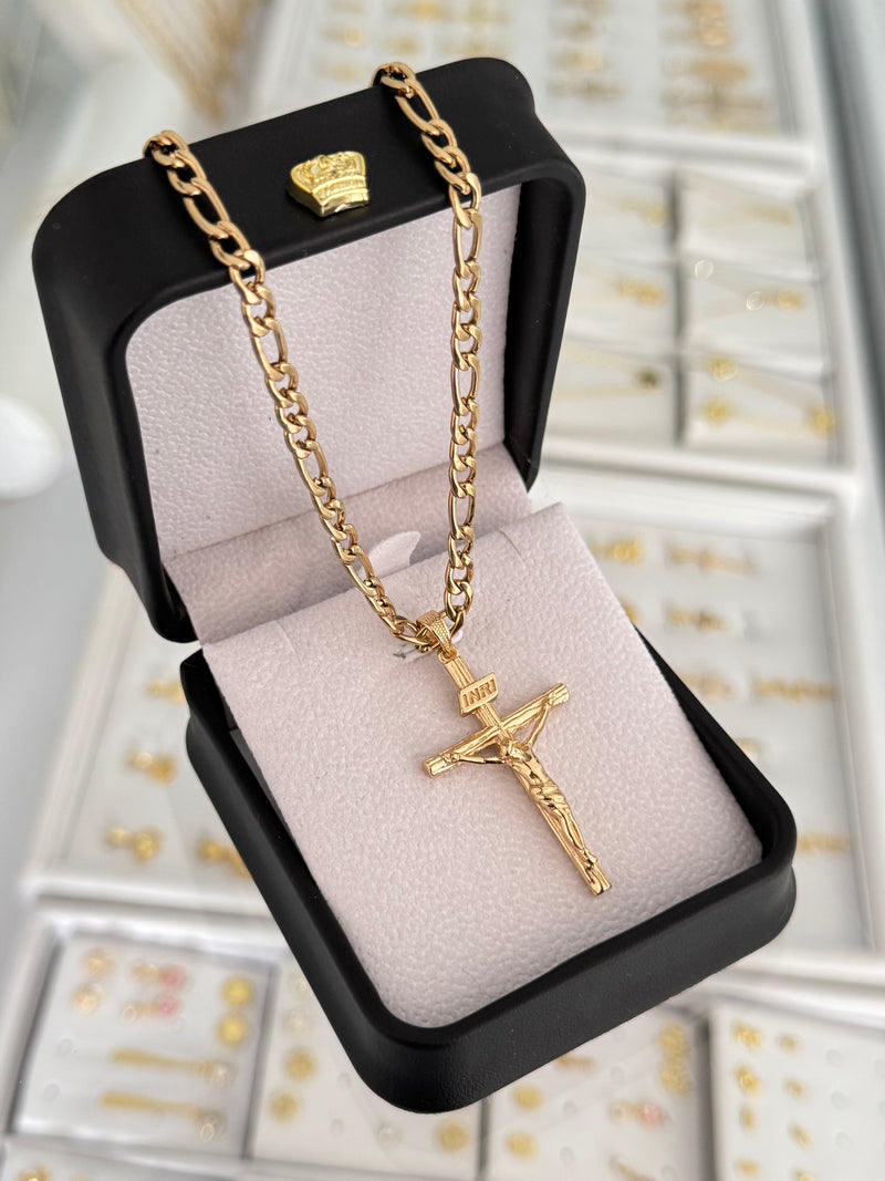 Cadena cárter 4mm alta gama + Dije cruz inri grande exclusive