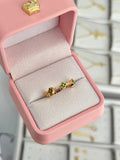 Anillo ajustable flores esmeralda