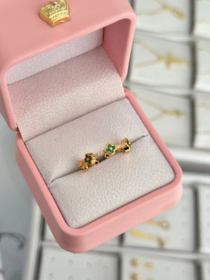 Anillo ajustable flores esmeralda
