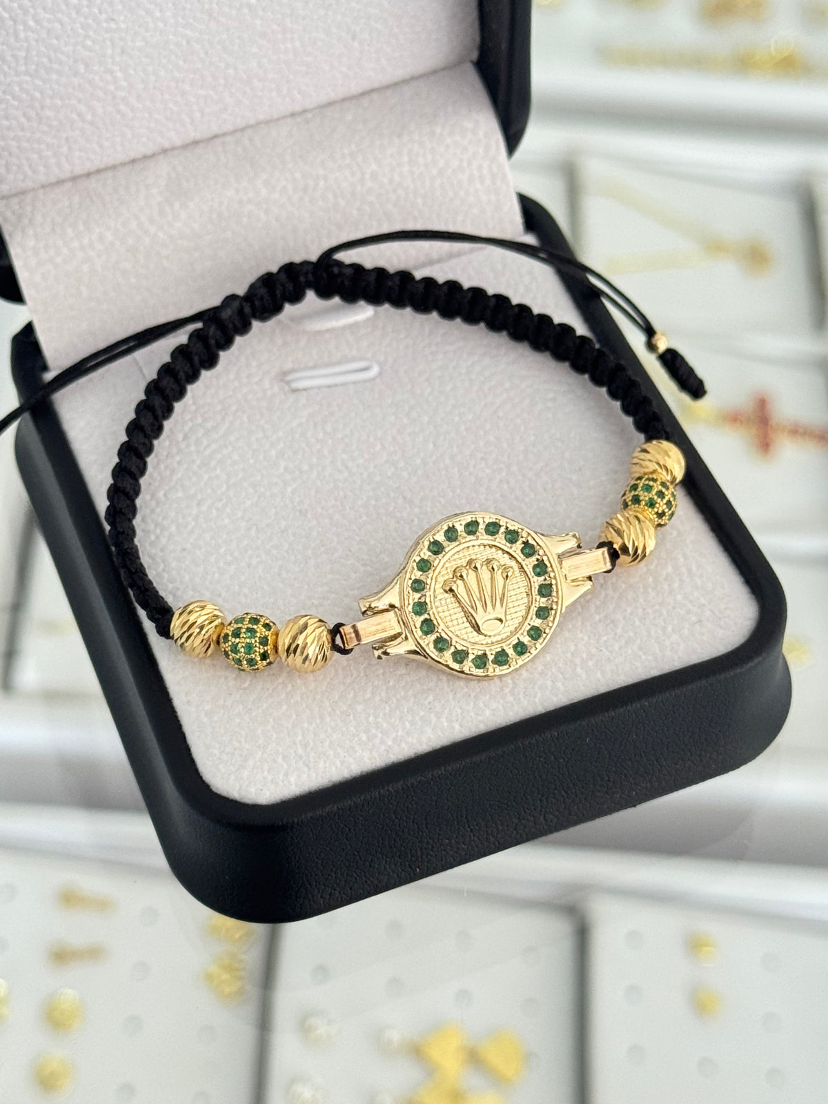 Pulsera rlx verde grande. N de balín: #6 diamantado, #6 bola de fuego