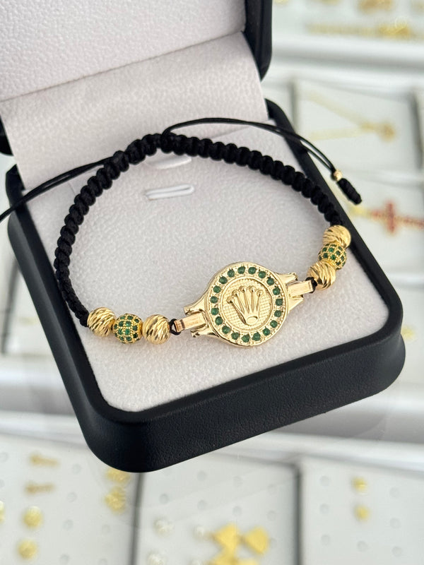 Pulsera rlx verde grande. N de balín: #6 diamantado, #6 bola de fuego
