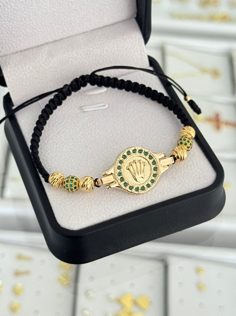 Pulsera rlx verde grande. N de balín: #6 diamantado, #6 bola de fuego