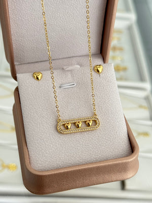 Conjunto gargantilla corinna 26*8mm 40cms con Ext. + Topos heart 5mm