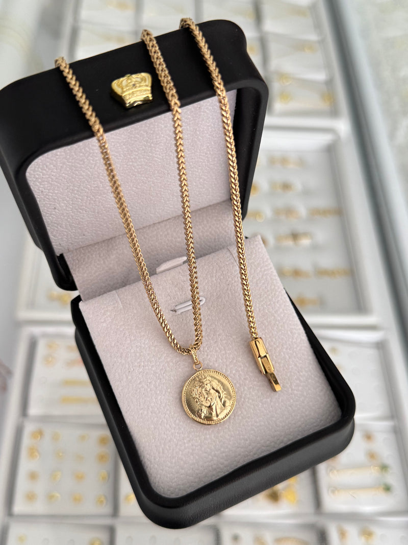 Conjunto rostro medalla (cadena + dije + pulsera)