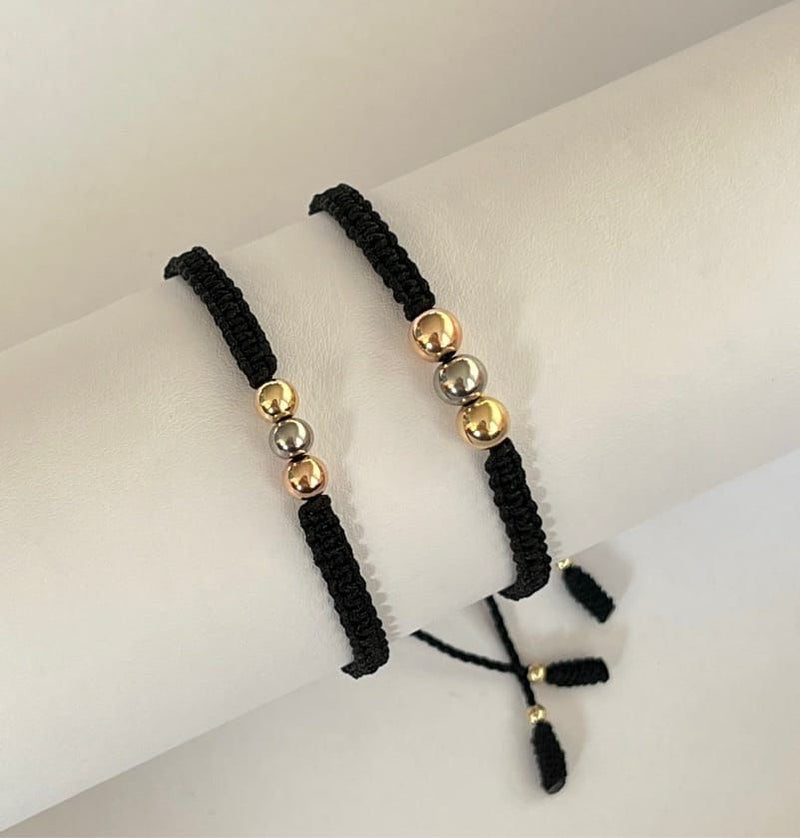 Pulseras pareja 3 oros (5mm y 6mm)