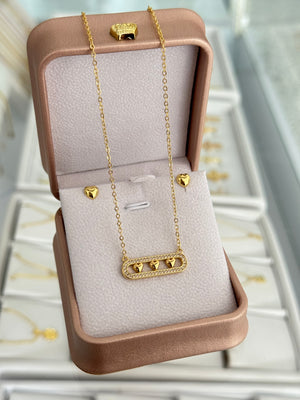 Conjunto gargantilla corinna 26*8mm 40cms con Ext. + Topos heart 5mm