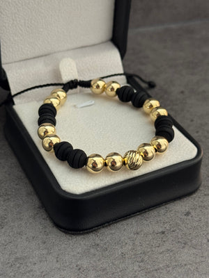 Pulsera balín 8, diamantado 8, neoprenos rayados 8
