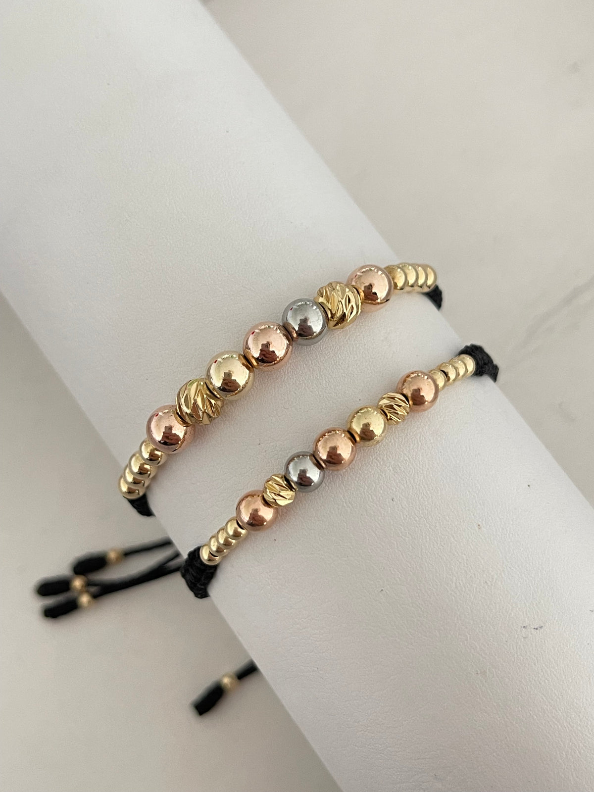 Pulseras parejas 3 oros diamantada (5mm y 6mm)