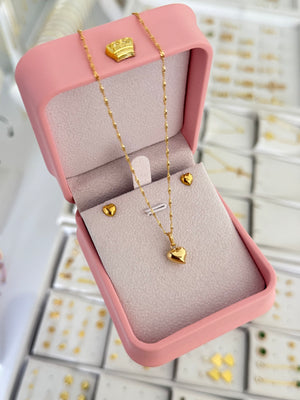 Conjunto corazón (cadena + dije + aretes)