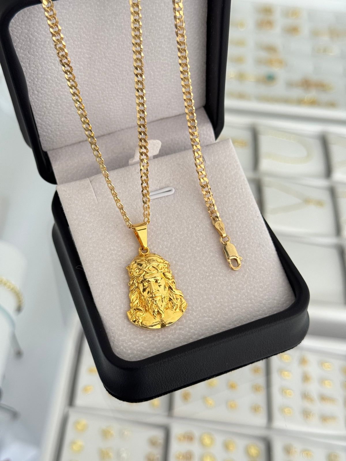 Conjunto rostro de cristo G (cadena y pulsera cuban link it 3.1mm 65 / 19.5cms + dije)