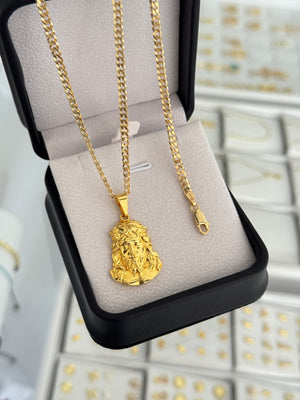Conjunto rostro de cristo G (cadena y pulsera cuban link it 3.1mm 65 / 19.5cms + dije)
