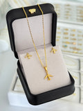 Conjunto avión (cadena vintage 1.1mm 45cms + dije avión + aretes avión)