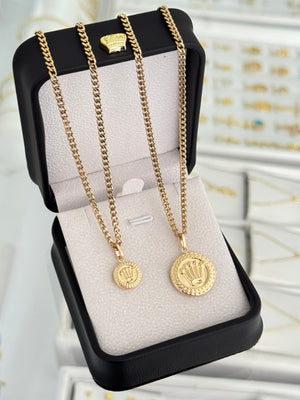 Conjunto cadenas con dije pareja (cubana 2mm alta gama)