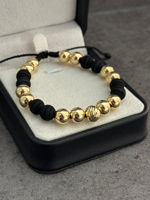Pulsera balín 8, diamantado 8, neoprenos rayados 8