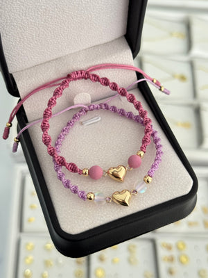 Pulseras para amigas corazón soplado