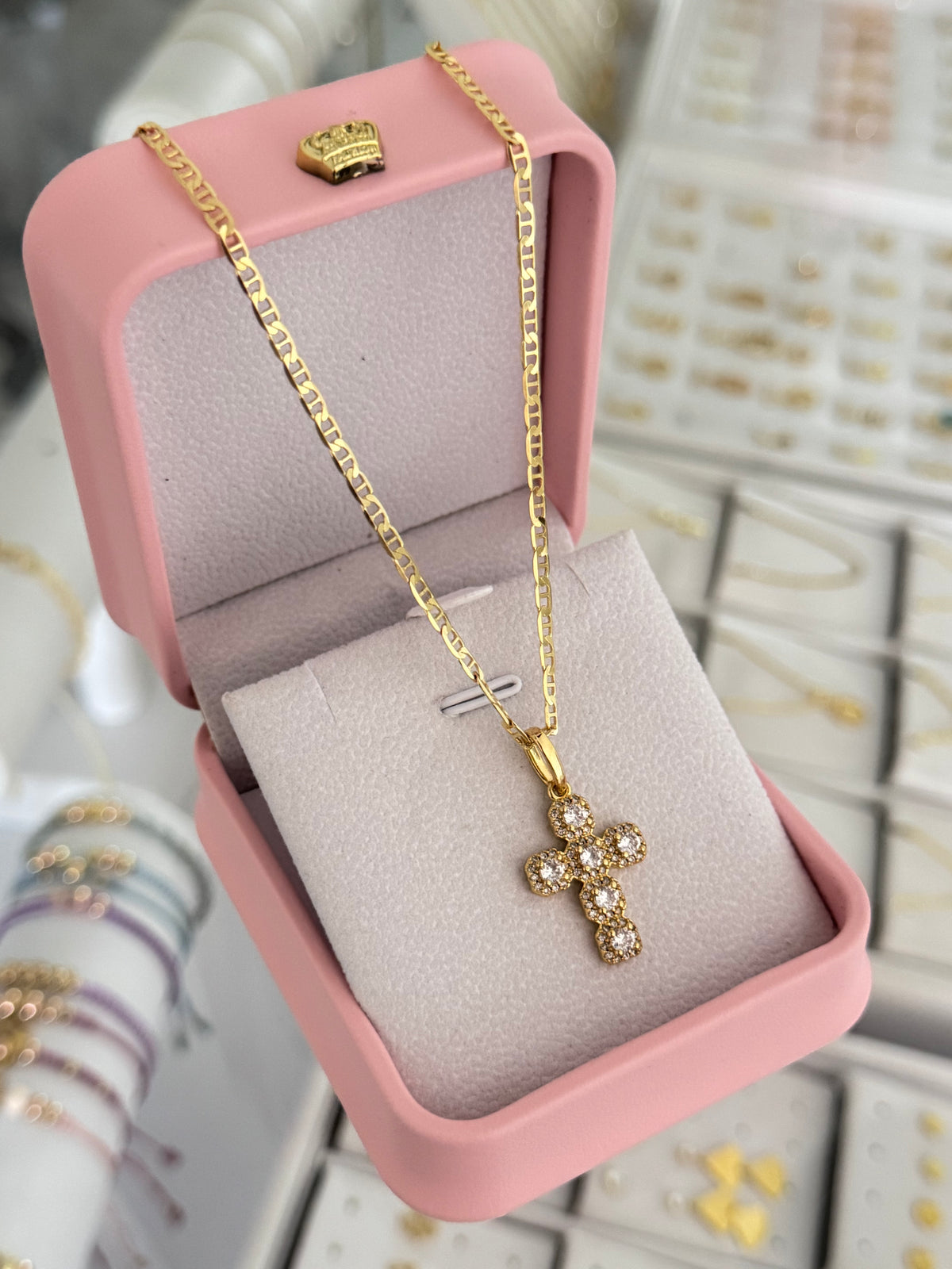 Cadena marine it 2.8mm 45cms + Dije charm crystal